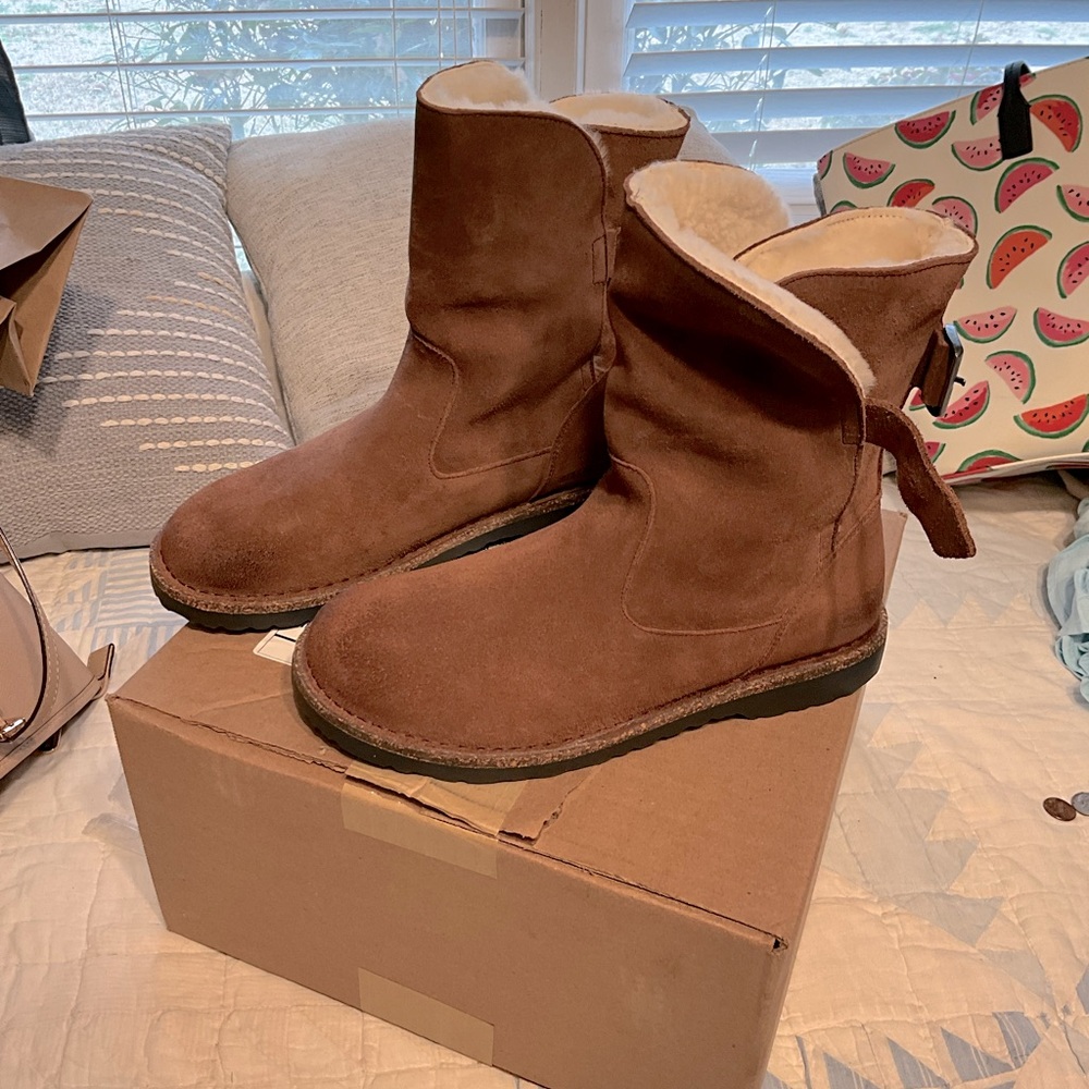 Brown Suede Heeled Ankle Boots